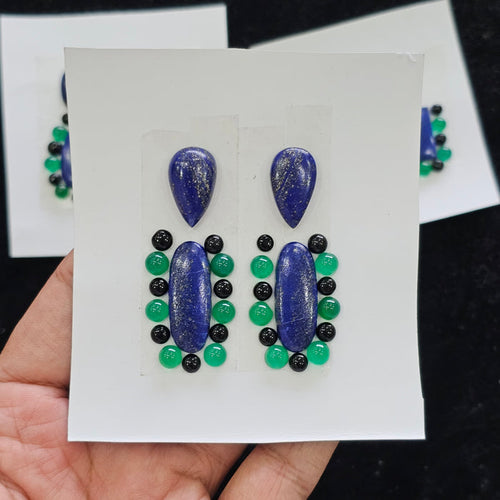 1 Card Natural Lapis Lazuli & Onyx Cabochon Gemstone Mix Shape| Size:5-28mm - The LabradoriteKing