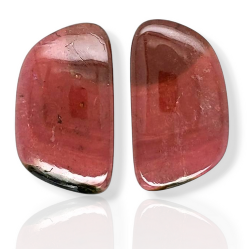 1 Pair Of Natural Watermelon Tourmaline Slice | Size:28x16mm | With Certificate - The LabradoriteKing