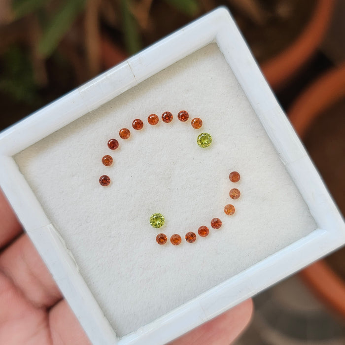 19 Natural Peridot & Garnet : Round Shape | Size:2.5-3.5mm - The LabradoriteKing