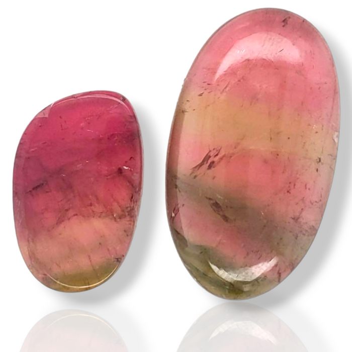 2 Pics Of Natural Watermelon Tourmaline Slice Mix Shape | Size:23-34mm | With Certificate - The LabradoriteKing