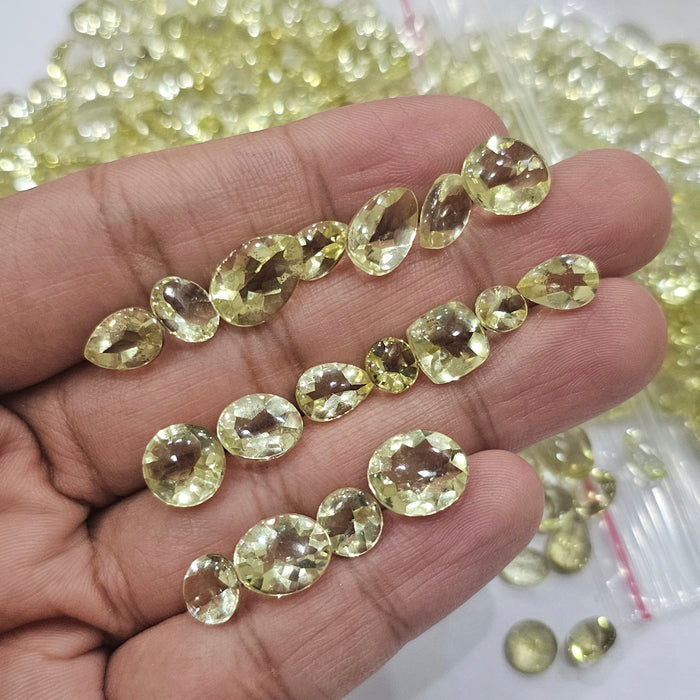 20 Pieces Natural Yellow Quartz | BUFF TOP CUT| Size: 6mm to 15mm - The LabradoriteKing