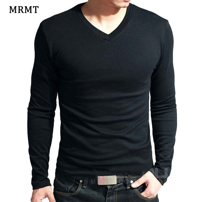 2018 Lycra cotton men 's t shirt long sleeve v neck men v-neck long sleeve T-shirt - 64 Corp