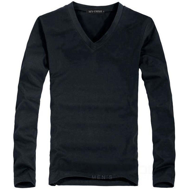 2018 Lycra cotton men 's t shirt long sleeve v neck men v-neck long sleeve T-shirt - 64 Corp