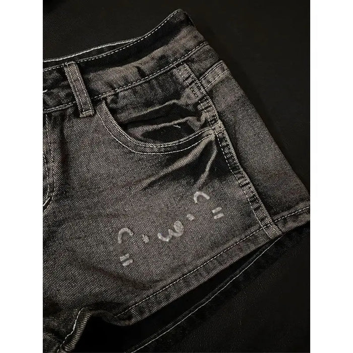 2026 Summer New Cute Hot Diamond Denim Low Waist Super Shorts Female Slim Black Gray Tight Y2k Shorts Hot Pants - Chrissy's Eye