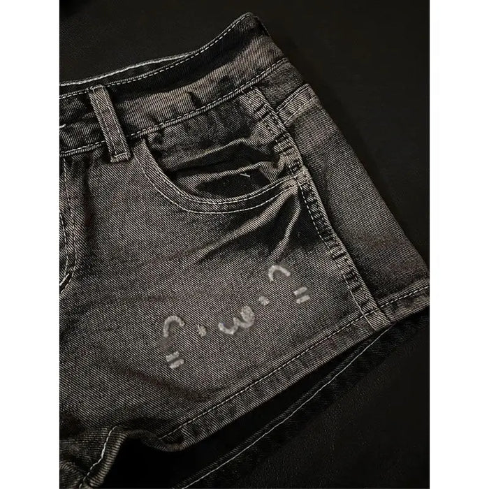2026 Summer New Cute Hot Diamond Denim Low Waist Super Shorts Female Slim Black Gray Tight Y2k Shorts Hot Pants - Chrissy's Eye