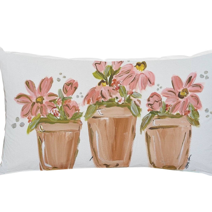 3 Clay Pots Pillow LUMBAR 14 X 20