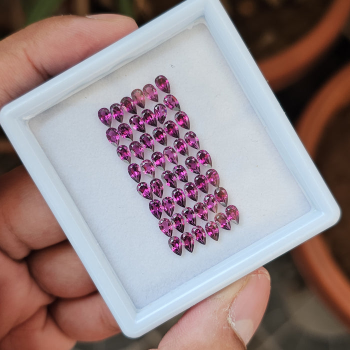 50 Pcs Natural Pink Rhodolite Garnet : Pear Shape | Size:5mm to 6mm - The LabradoriteKing