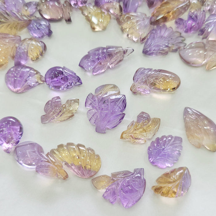 5 Pcs Ametrine carved | 15 to 20mm - The LabradoriteKing