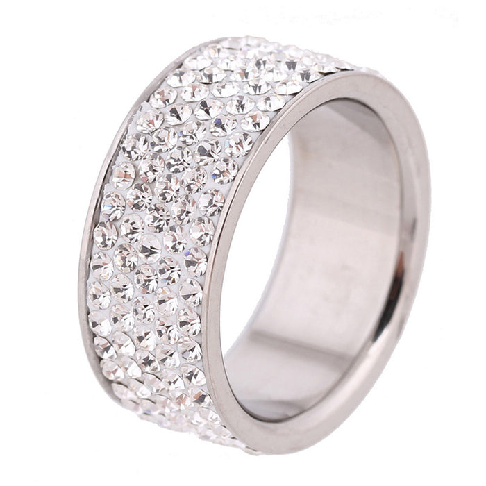 5 Row Lines Clear Crystal Engagement Rings - 64 Corp