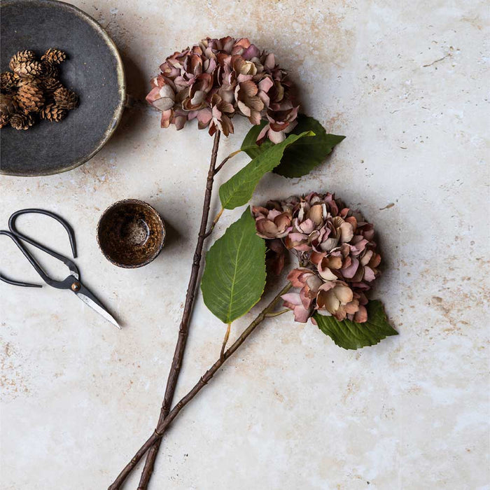 Abigail Ahern Faux Hydrangea in Antique Pink on a grey background at Addison West