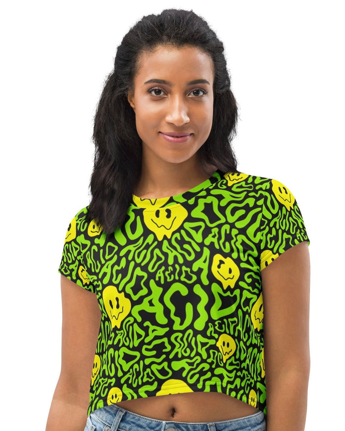 Acid Smilez Crop Tee, Crop Tee, - One Stop Rave