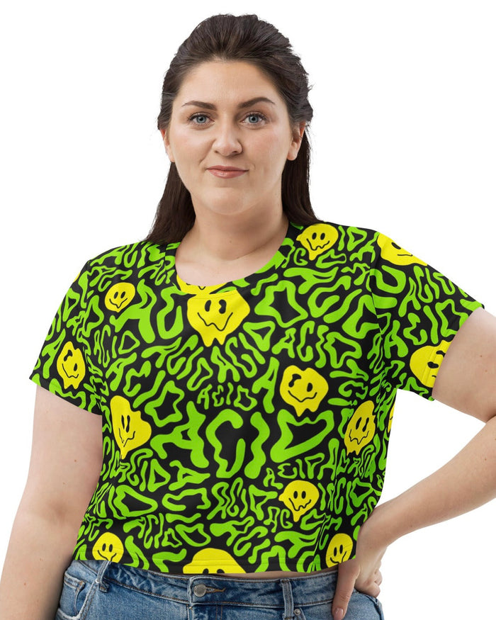 Acid Smilez Crop Tee, Crop Tee, - One Stop Rave