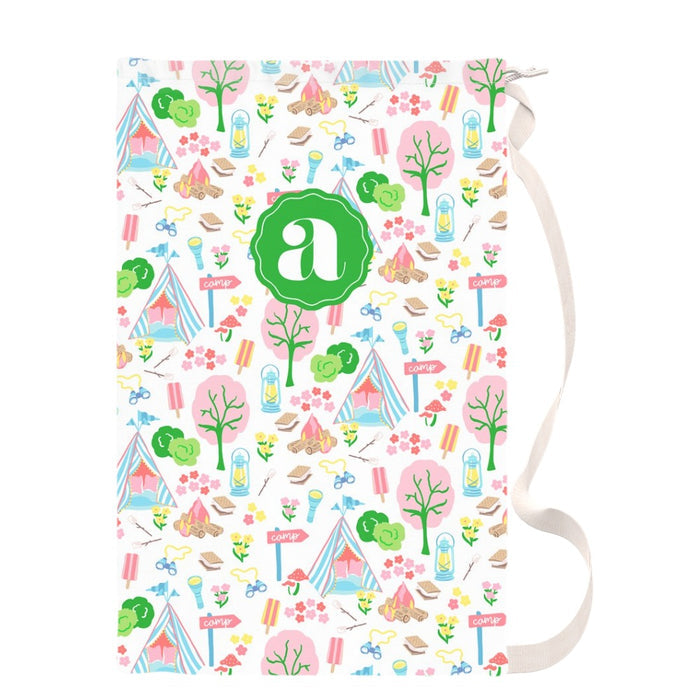Adventure Camp Personalized Laundry Bag, White