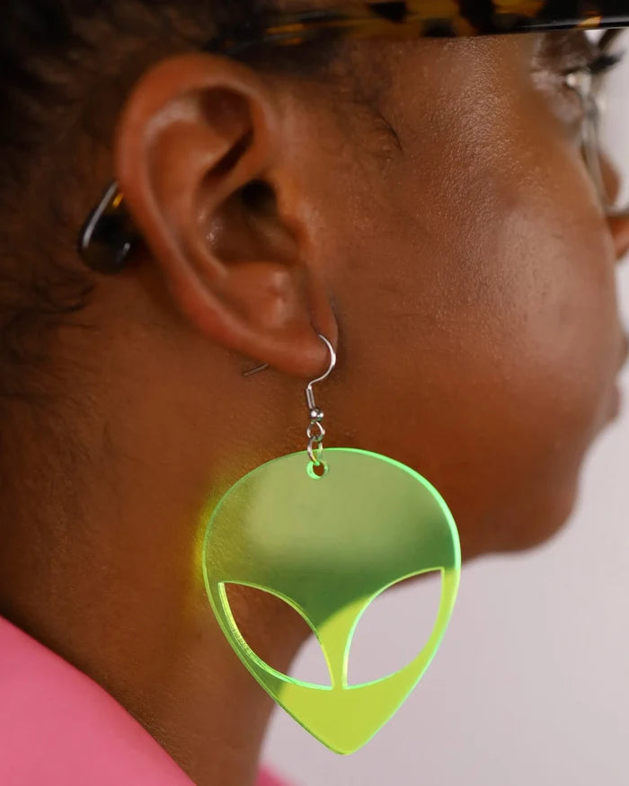 Alien Head Earrings, Dangle Earrings, - One Stop Rave