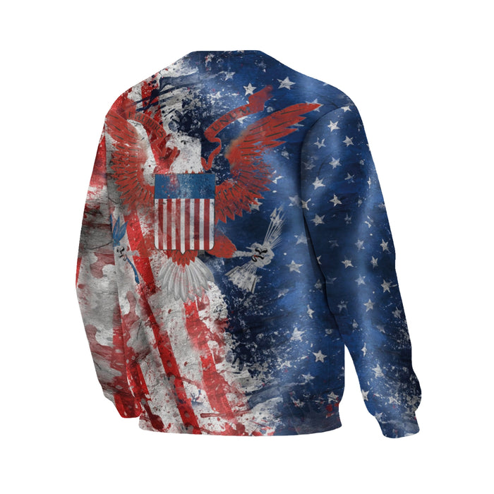 American Eagle Spirit Crewneck Sweatshirt Bold Graphic Fleece Pullover