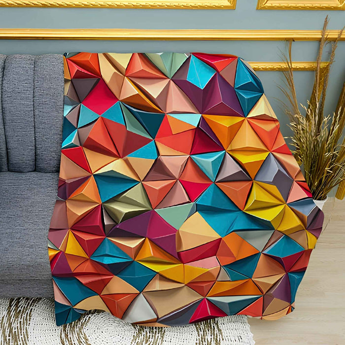 Art Mosaic Geometric Print Plush Fleece Throw Blanket