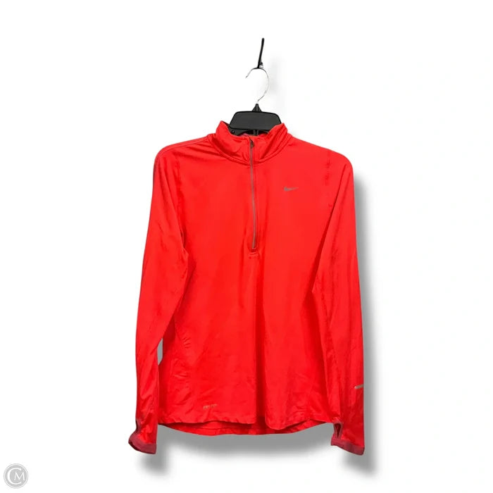 Athletic Top Long Sleeve Collar By Nike Apparel In Coral, Size: S