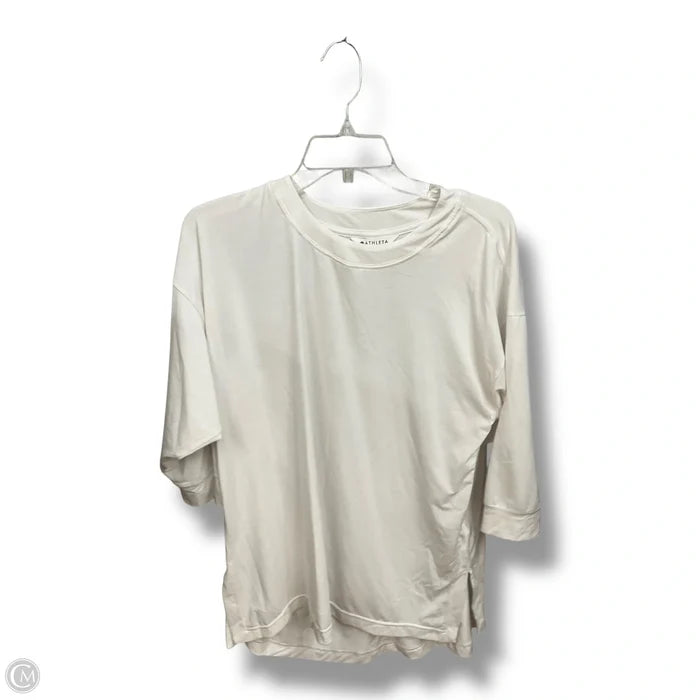 Athletic Top Long Sleeve Collar By Athleta In White, Size: M