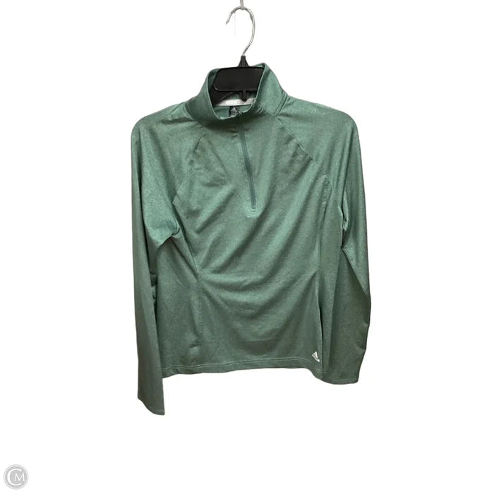 Athletic Top Long Sleeve Collar By Adidas In Green, Size: S