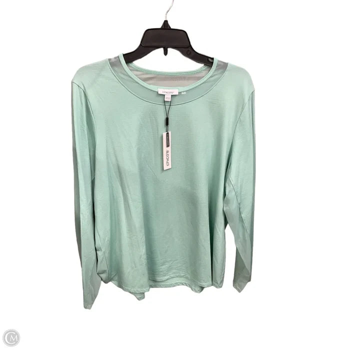 Athletic Top Long Sleeve Crewneck By Chicos In Teal, Size: Xl