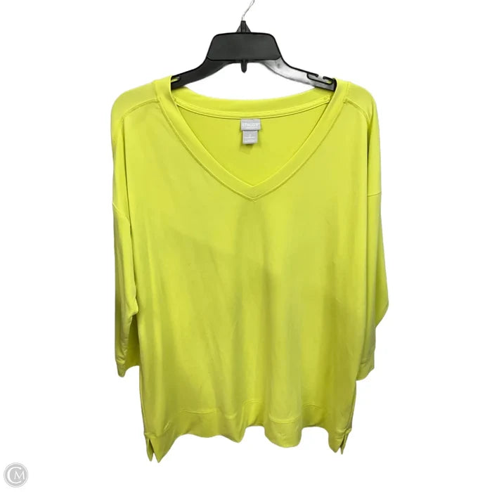 Athletic Top Long Sleeve Crewneck By Chicos In Yellow, Size: L
