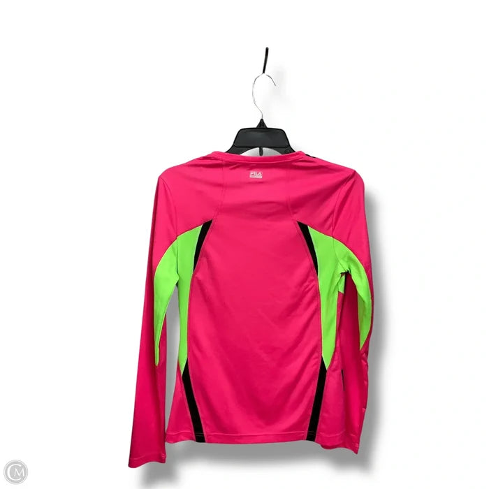 Athletic Top Long Sleeve Crewneck By Fila In Green & Pink, Size: S