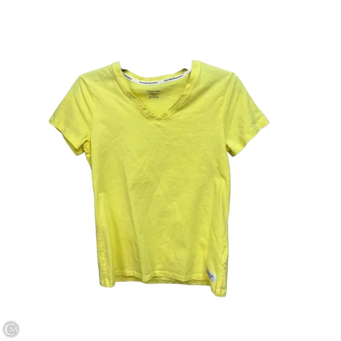 Athletic Top Short Sleeve By Calvin Klein Performance In Yellow, Size: S