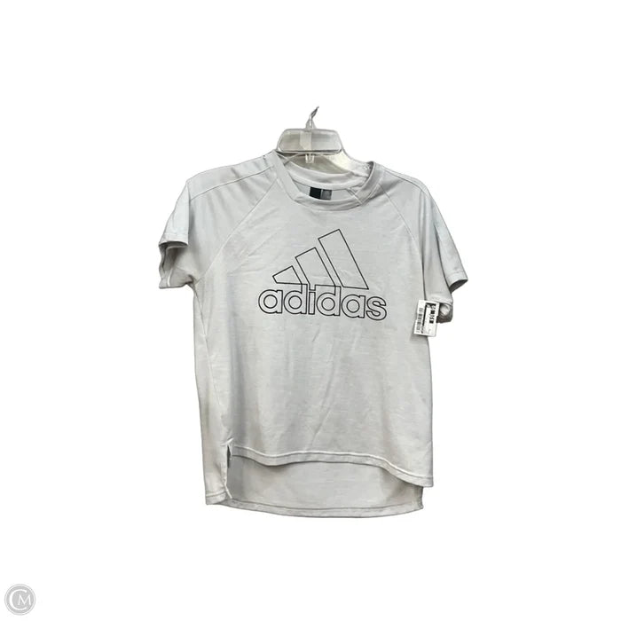 Athletic Top Short Sleeve By Adidas In Grey, Size: S