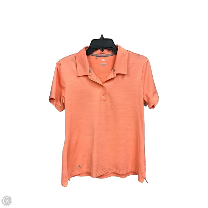Athletic Top Short Sleeve By Adidas In Orange, Size: L