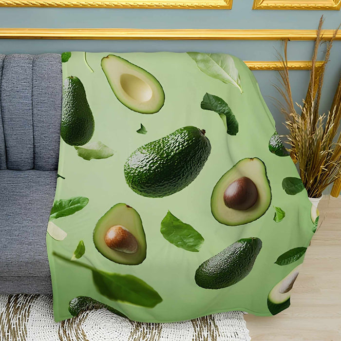 Avocado Green Delight Print Plush Fleece Throw Blanket