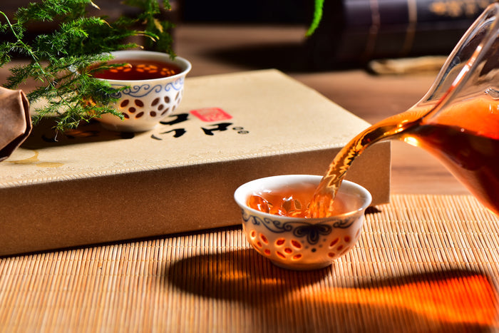 Bamboo Wrapped "Gong Ting" Ripe Pu-erh Tea Brick in Gift Box | Yunnan Sourcing Tea Shop