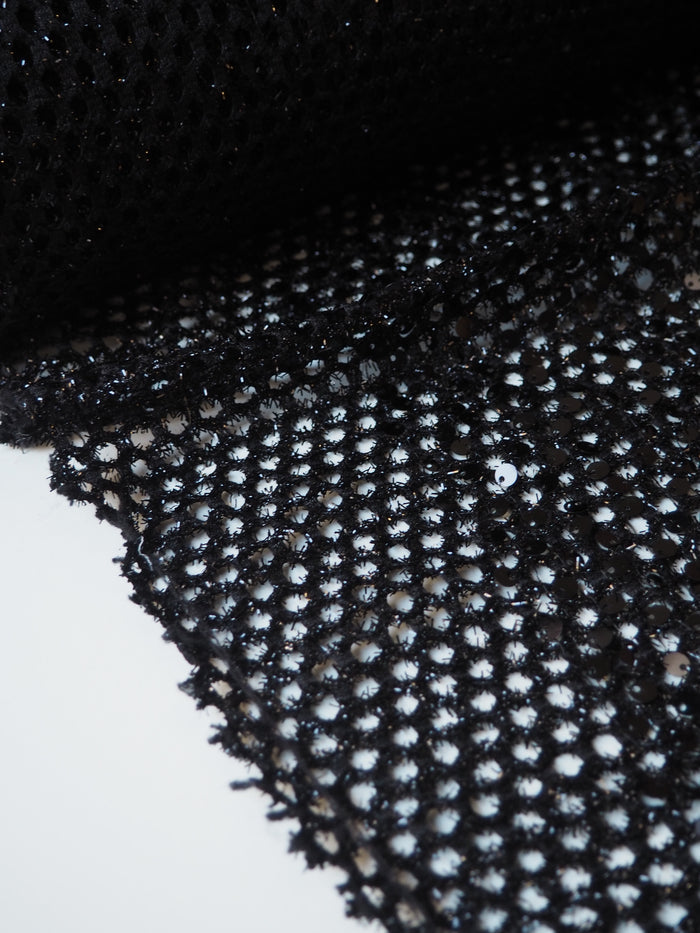 Black Tinsel Sequin Honeycomb Mesh