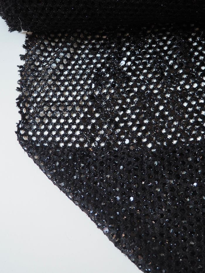 Black Tinsel Sequin Honeycomb Mesh