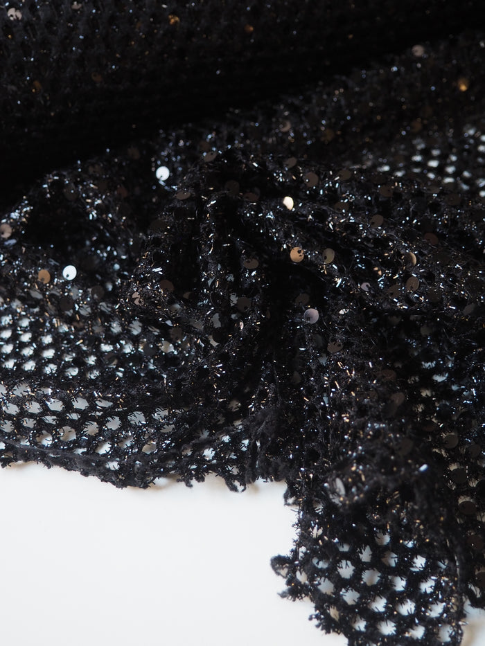 Black Tinsel Sequin Honeycomb Mesh
