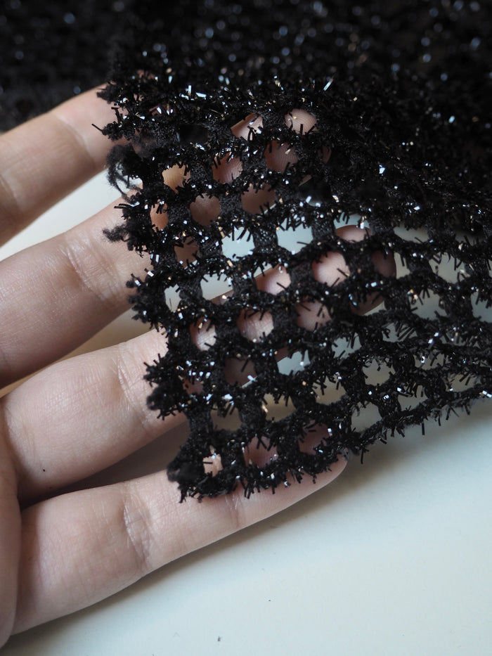 Black Tinsel Sequin Honeycomb Mesh