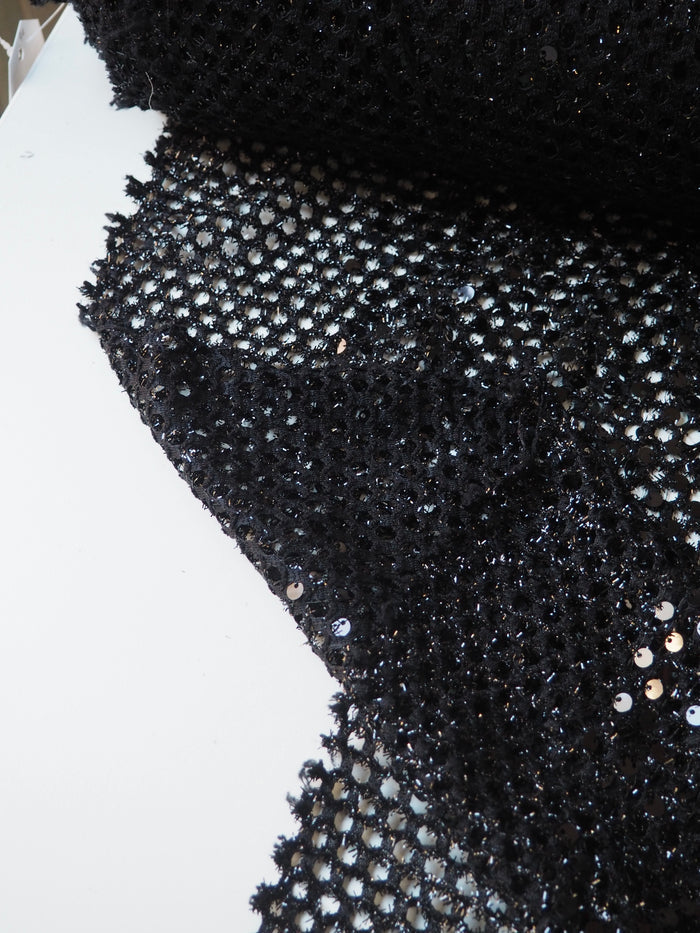 Black Tinsel Sequin Honeycomb Mesh