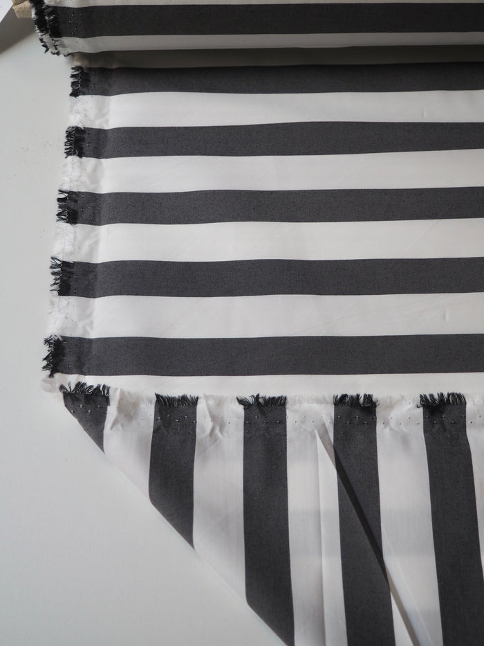 Black + White Stripe Cotton Poplin