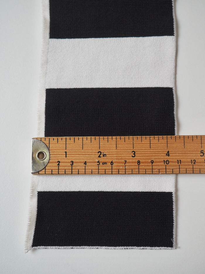Black + White Stripe Ribbed Cuff 10cm
