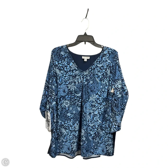 Blouse 3/4 Sleeve By Catherines In Blue, Size: 1x