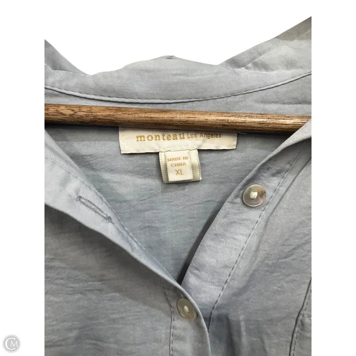 Blouse 3/4 Sleeve By Monteau In Grey, Size: Xl
