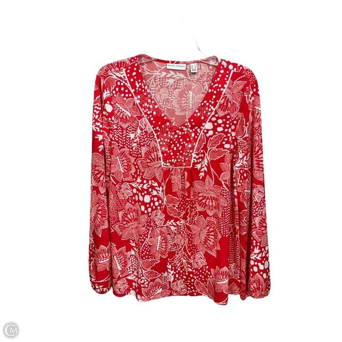 Blouse 3/4 Sleeve By Susan Graver In Floral Print, Size: L