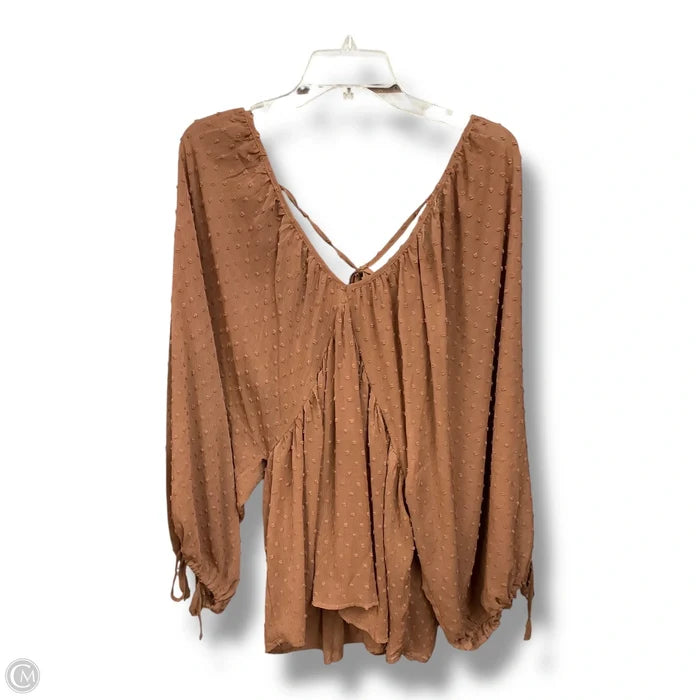 Blouse 3/4 Sleeve By Vici In Brown, Size: L