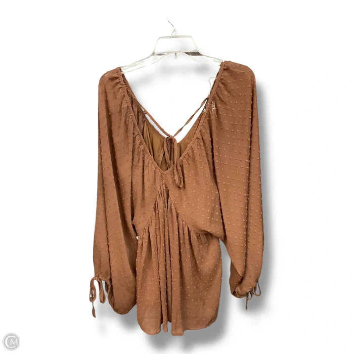Blouse 3/4 Sleeve By Vici In Brown, Size: L