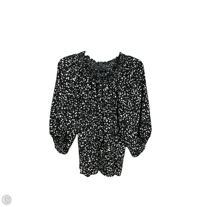 Blouse Long Sleeve By Adrienne Vittadini In Polkadot Pattern, Size: Xl