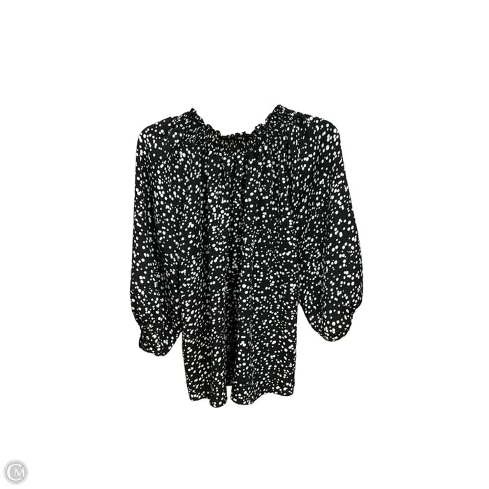 Blouse Long Sleeve By Adrienne Vittadini In Polkadot Pattern, Size: Xl