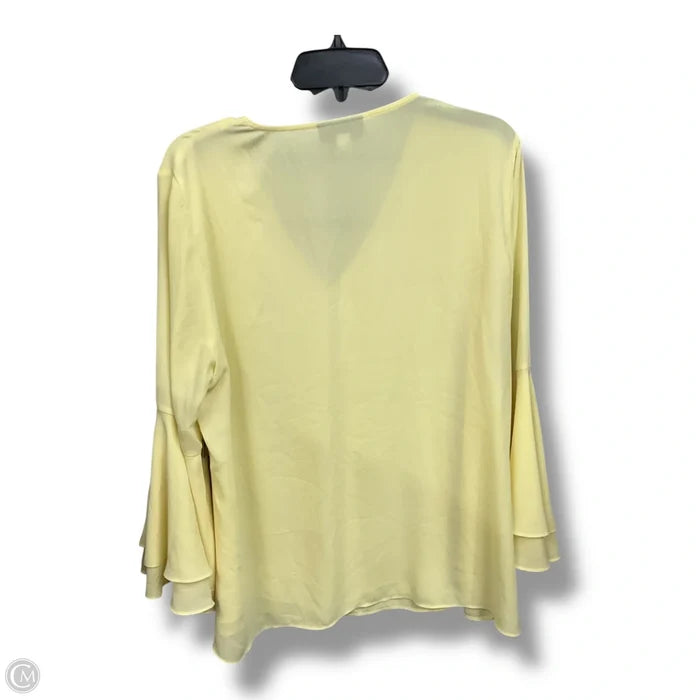 Blouse Long Sleeve By Alfani In Yellow, Size: Xl