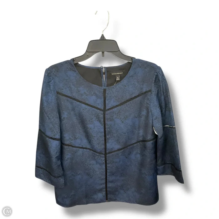 Blouse Long Sleeve By Banana Republic In Black & Blue, Size: M