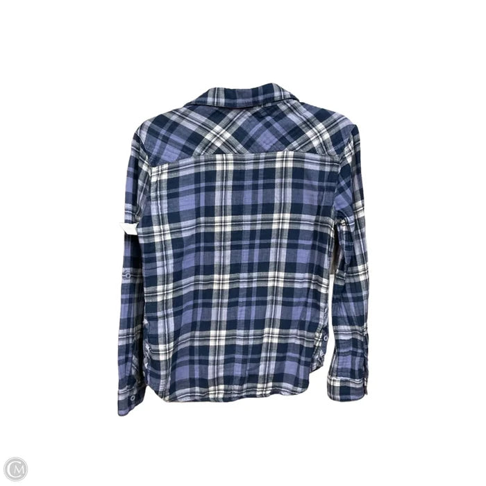 Blouse Long Sleeve By Beachlunchlounge In Plaid Pattern, Size: S