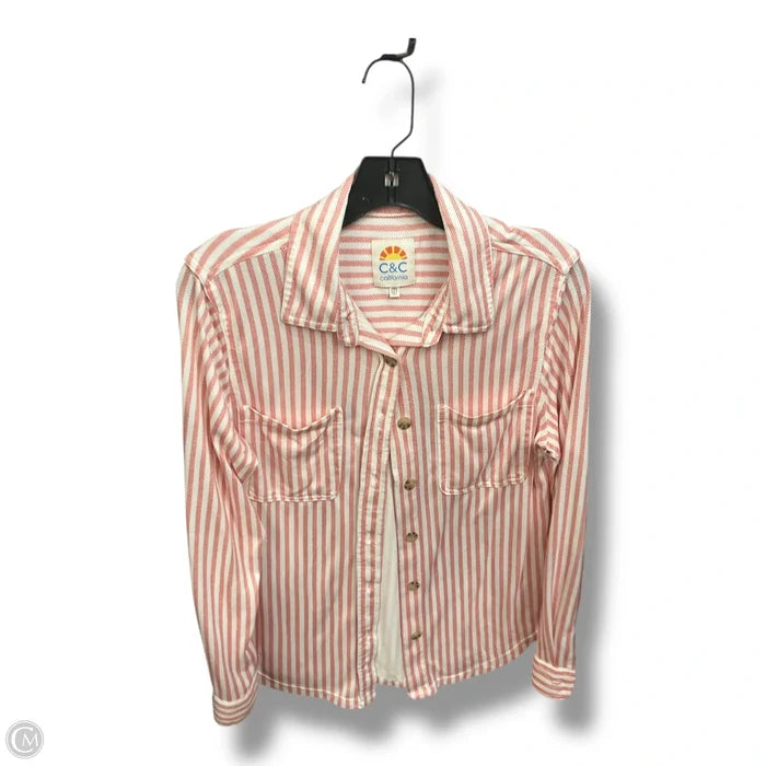 Blouse Long Sleeve By C And C In Striped Pattern, Size: M