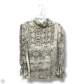 Blouse Long Sleeve By Calvin Klein In Grey & White, Size: Xl
